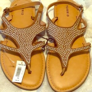 Size 10: Brown Sliver Studded Torrid Sandals